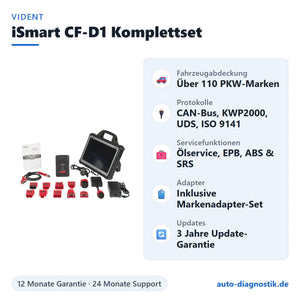 Vident iSmart CF-D1 Komplettset mit Übersicht der wichtigsten Funktionen