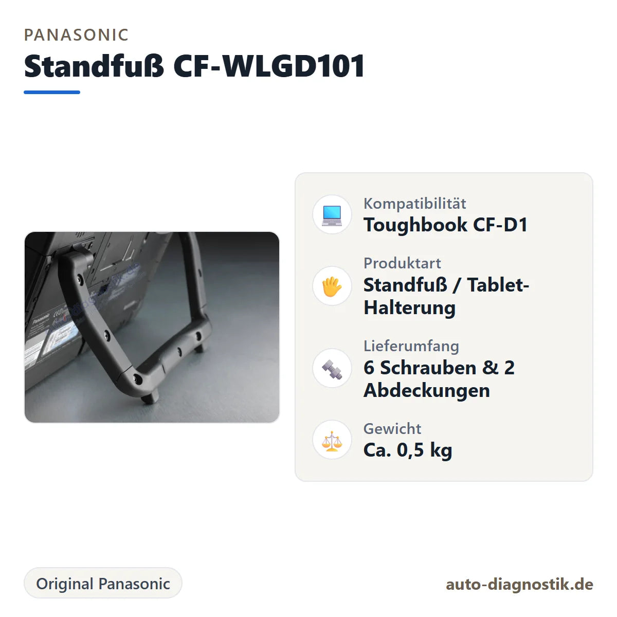 Panasonic Standfuß CF-WLGD101 mit Übersicht der wichtigsten Eigenschaften