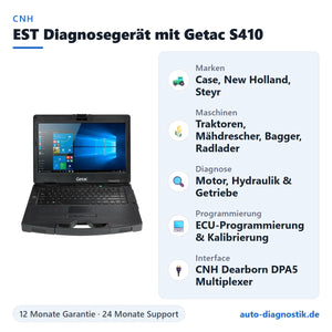 CNH EST Diagnosegerät mit Getac S410 mit Übersicht der wichtigsten Funktionen