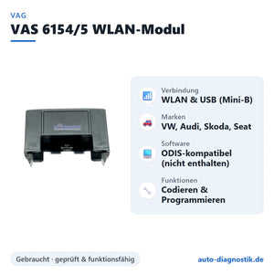 VAS 6154/5 WLAN-Diagnosemodul mit Übersicht der wichtigsten Funktionen