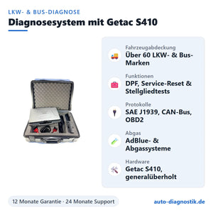 LKW- und Bus-Diagnosesystem mit Getac S410 mit Übersicht der wichtigsten Funktionen