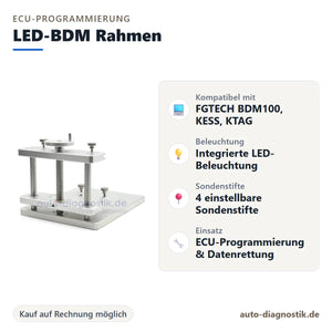 LED-BDM Rahmen für ECU-Programmierung mit Übersicht der wichtigsten Funktionen