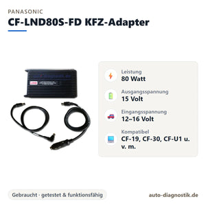 Panasonic CF-LND80S-FD KFZ-Adapter für Toughbook mit Übersicht der wichtigsten Eigenschaften