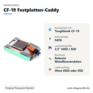 Panasonic Toughbook CF-19 Festplatten-Caddy mit SATA-Adapter mit Übersicht der wichtigsten Eigenschaften