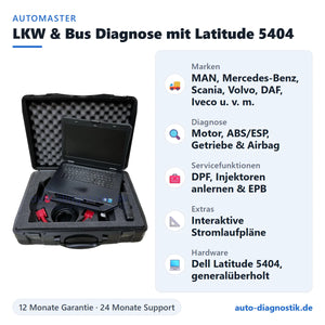 LKW und Bus Diagnosegerät mit Dell Latitude 14 Rugged 5404 mit Übersicht der wichtigsten Funktionen