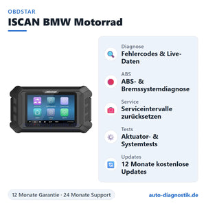 OBDSTAR ISCAN BMW Motorrad Diagnosegerät mit Übersicht der wichtigsten Funktionen