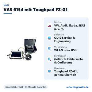 VAS 6154 Diagnosegerät mit Panasonic Toughpad FZ-G1 mit Übersicht der wichtigsten Funktionen
