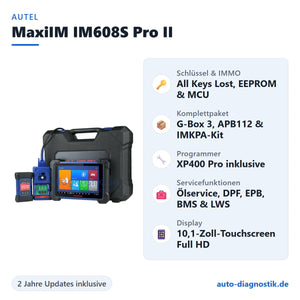 Autel MaxiIM IM608S Pro II mit Übersicht der wichtigsten Funktionen