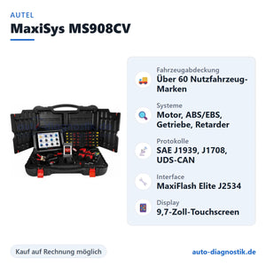Autel MaxiSys MS908CV mit Übersicht der wichtigsten Funktionen