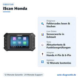 OBDSTAR iScan Honda Motorrad-Diagnosegerät mit Übersicht der wichtigsten Funktionen