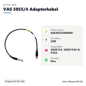 Original ACTIA VAS 5055/4 USB-Adapterkabel mit Übersicht der wichtigsten Eigenschaften