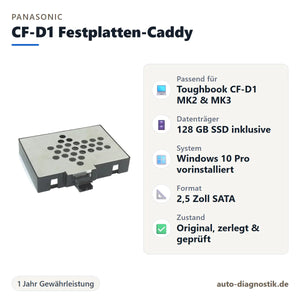 Panasonic Toughbook CF-D1 Festplatten-Caddy mit 128 GB SSD mit Übersicht der wichtigsten Eigenschaften