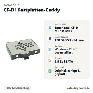 Panasonic Toughbook CF-D1 Festplatten-Caddy mit 128 GB SSD mit Übersicht der wichtigsten Eigenschaften