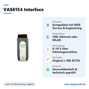 VAS6154 Diagnose-Interface mit Übersicht der wichtigsten Funktionen