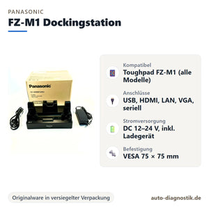 Panasonic FZ-M1 Dockingstation mit Übersicht der wichtigsten Anschlüsse