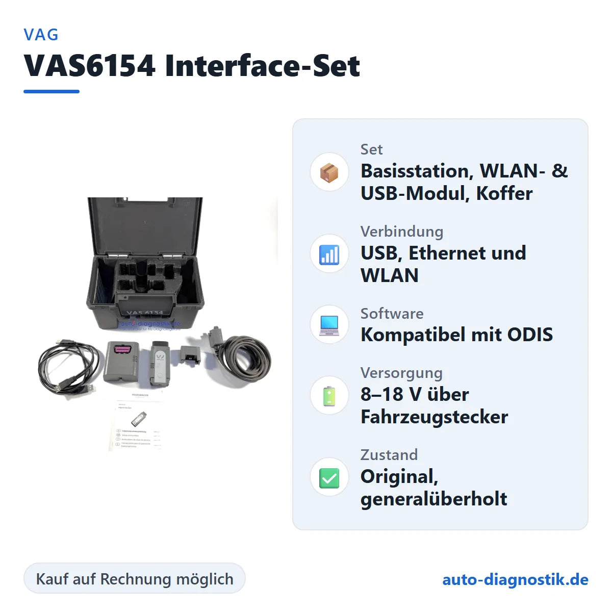 VAS6154 Interface-Set mit Übersicht der wichtigsten Funktionen