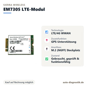 Sierra Wireless EM7305 LTE-Modul mit Übersicht der wichtigsten Eigenschaften