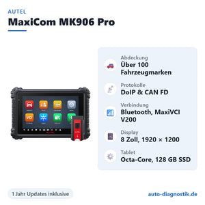 Autel MaxiCom MK906 Pro mit Übersicht der wichtigsten Funktionen