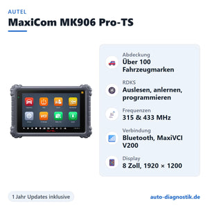 Autel MaxiCom MK906 Pro-TS mit Übersicht der wichtigsten Funktionen