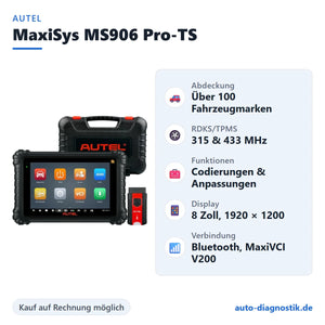 Autel MaxiSys MS906 Pro-TS mit Übersicht der wichtigsten Funktionen