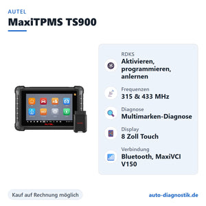 Autel MaxiTPMS TS900 mit Übersicht der wichtigsten Funktionen