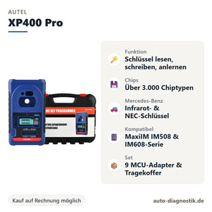 Autel XP400 Pro Schlüssel- und Chipprogrammierer mit Übersicht der wichtigsten Eigenschaften
