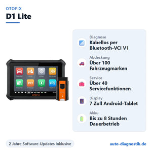 OTOFIX D1 Lite mit Übersicht der wichtigsten Funktionen