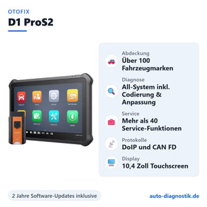 OTOFIX D1 ProS2 Diagnosegerät mit Übersicht der wichtigsten Funktionen