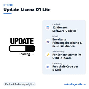 OTOFIX Update-Lizenz D1 Lite mit Übersicht der wichtigsten Leistungen
