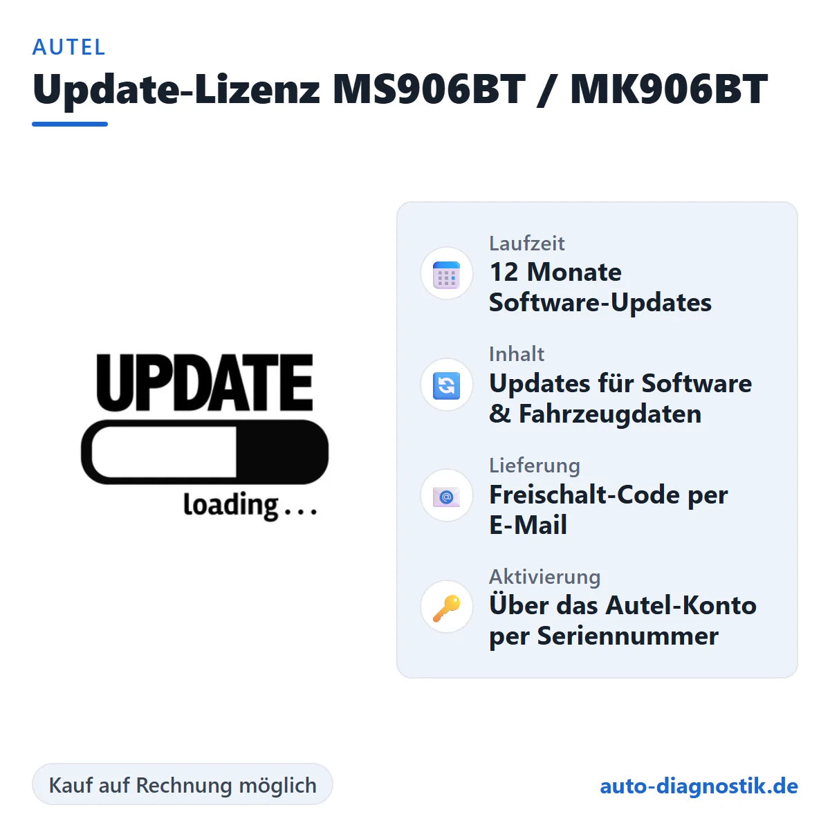 Autel Update-Lizenz MS906BT und MK906BT mit Übersicht der wichtigsten Leistungen