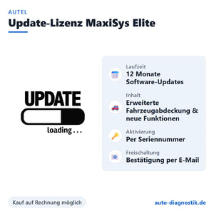 Autel Update-Lizenz MaxiSys Elite mit Übersicht der wichtigsten Leistungen