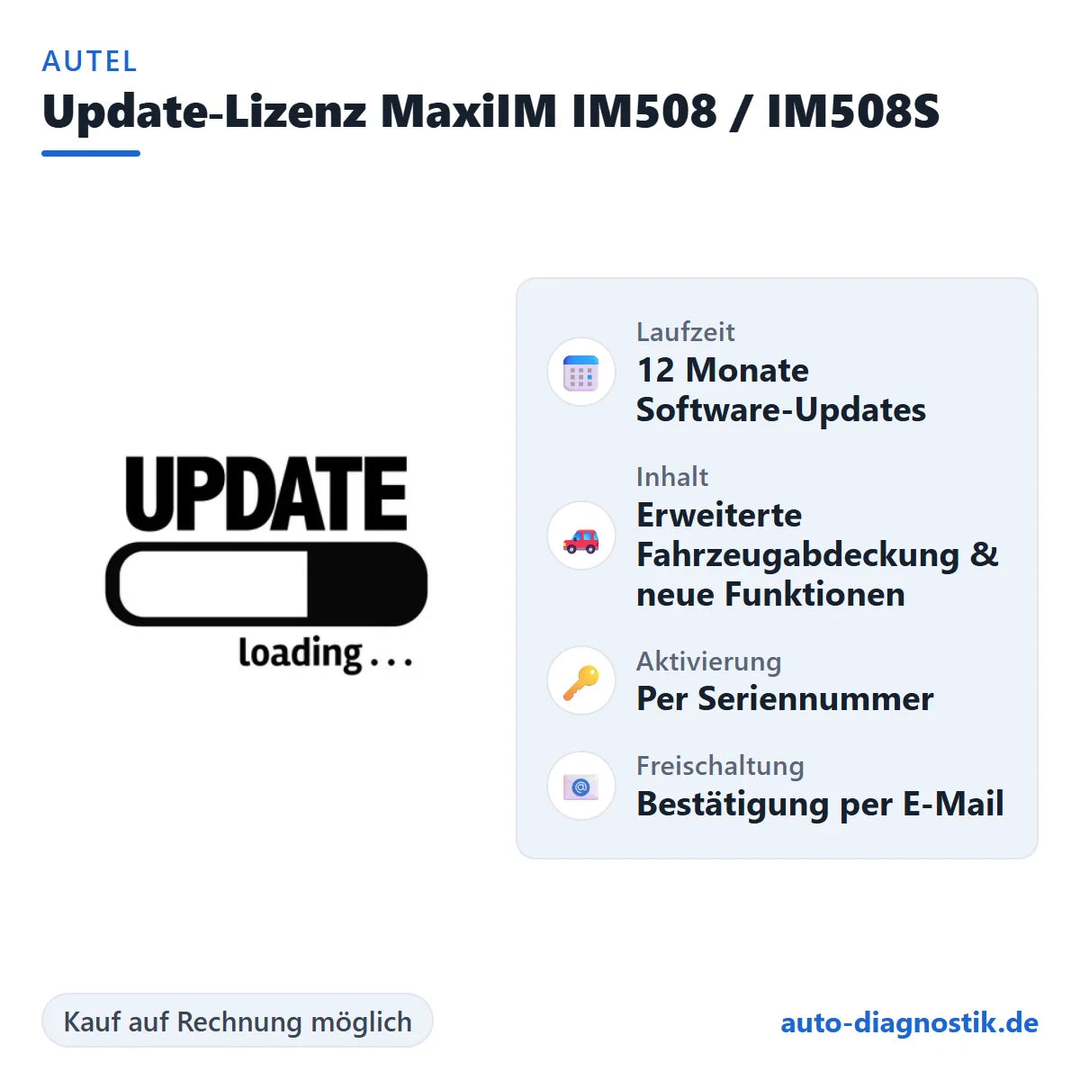 Autel Update-Lizenz MaxiIM IM508 und IM508S mit Übersicht der wichtigsten Leistungen