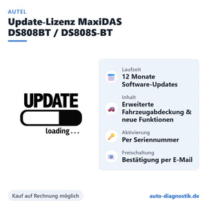 Autel Update-Lizenz MaxiDAS DS808BT und DS808S-BT mit Übersicht der wichtigsten Leistungen