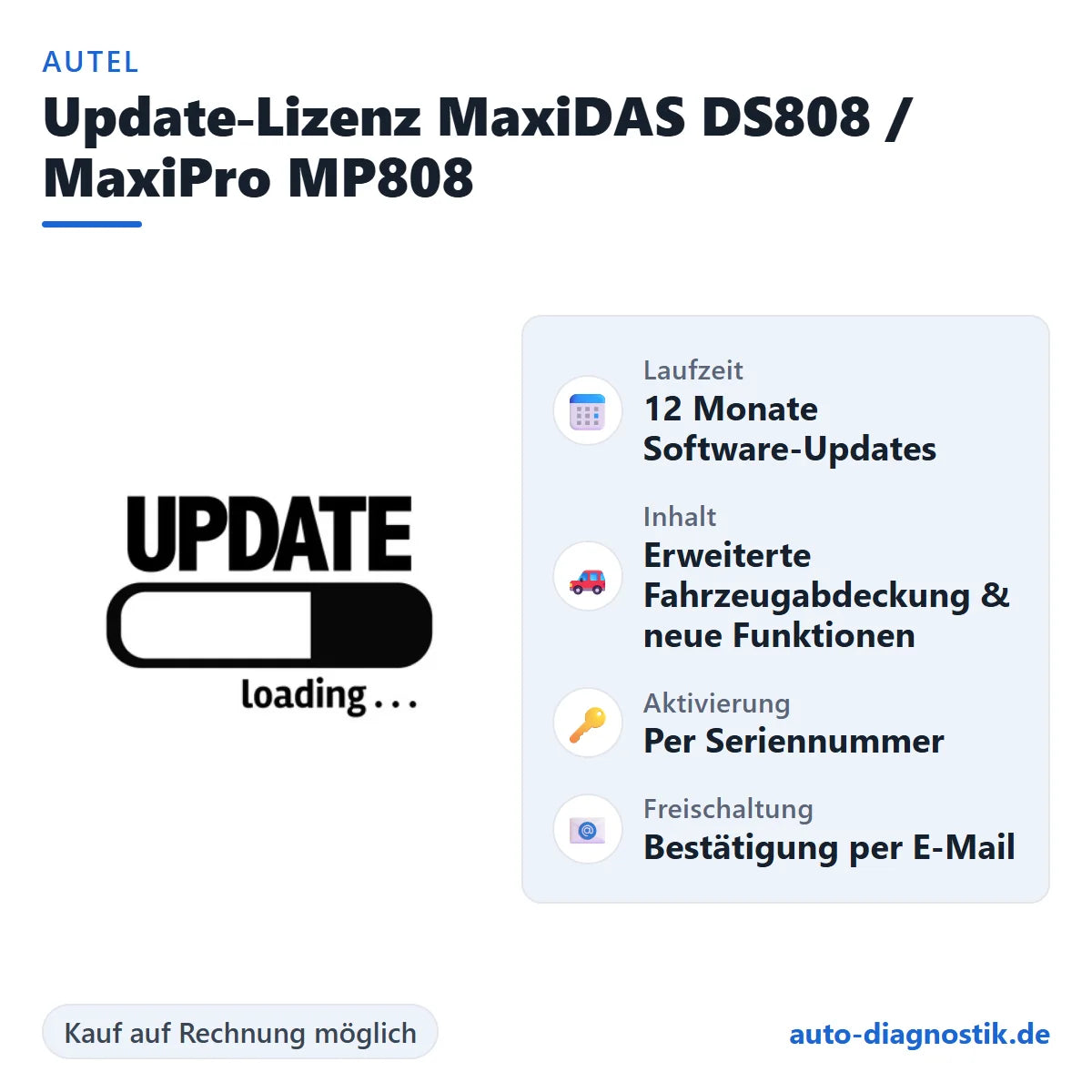 Autel Update-Lizenz MaxiDAS DS808 und MaxiPro MP808 mit Übersicht der wichtigsten Leistungen