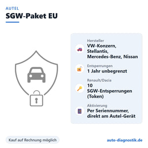 Autel SGW-Paket EU für die Secure-Gateway-Freischaltung mit Übersicht der wichtigsten Leistungen