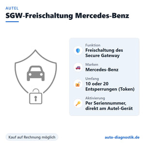 Autel SGW-Freischaltung Mercedes-Benz mit Übersicht der wichtigsten Leistungen