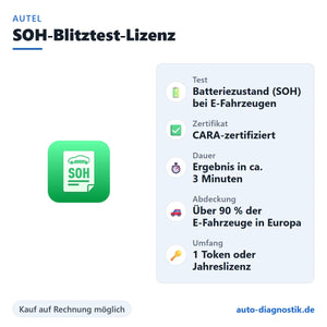 Autel SOH-Blitztest-Lizenz mit Übersicht der wichtigsten Leistungen