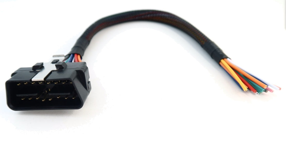 OBD2 Kabel mit 16-Pin Stecker und offenen farbigen Adern für eigene Verkabelung