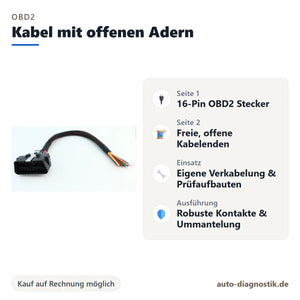 OBD2 Kabel mit offenen Adern – Übersicht der wichtigsten Anschlüsse