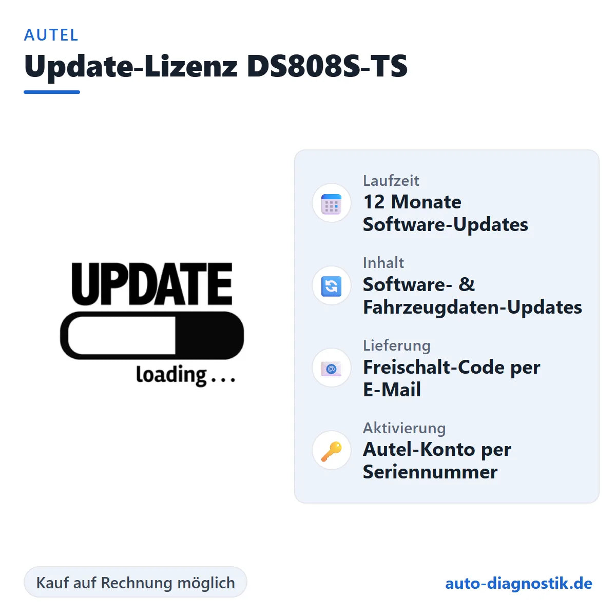 Autel Update-Lizenz DS808S-TS mit Übersicht der wichtigsten Eigenschaften