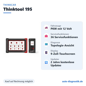THINKCAR Thinktool 195 mit Übersicht der wichtigsten Funktionen