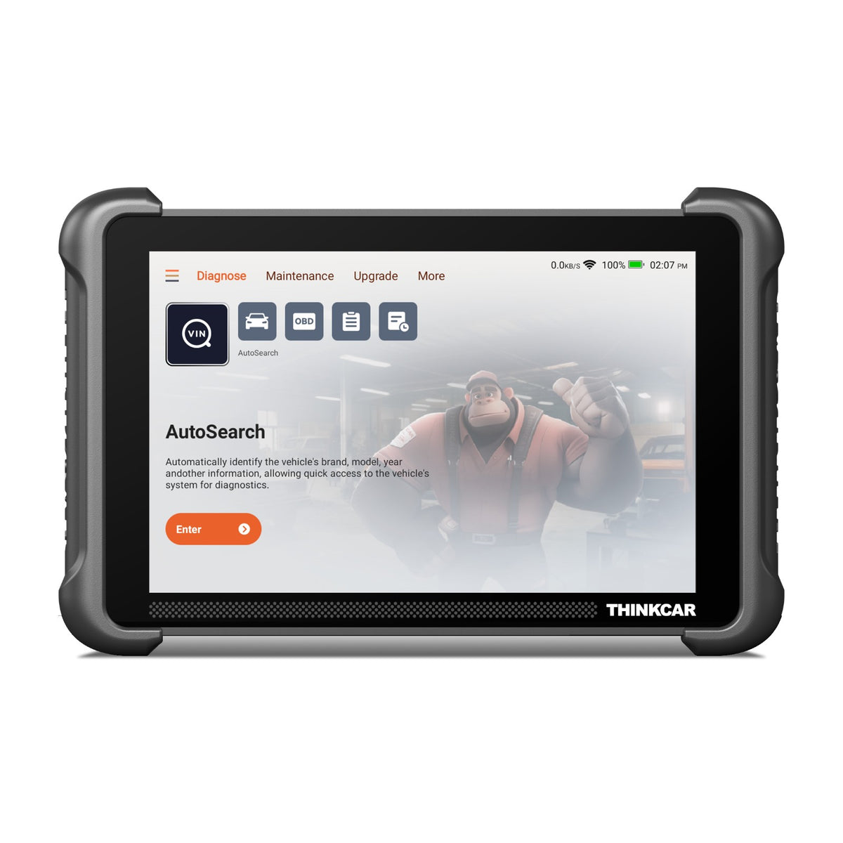 Thinkcar Thinktool 191 von vorne mit 8-Zoll-Touchscreen und AutoSearch-Startbildschirm