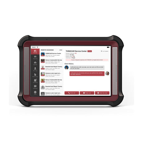 Thinkcar Thinktool Master X10S 10-Zoll-Diagnosetablet von vorne mit Ferndiagnose-Oberfläche