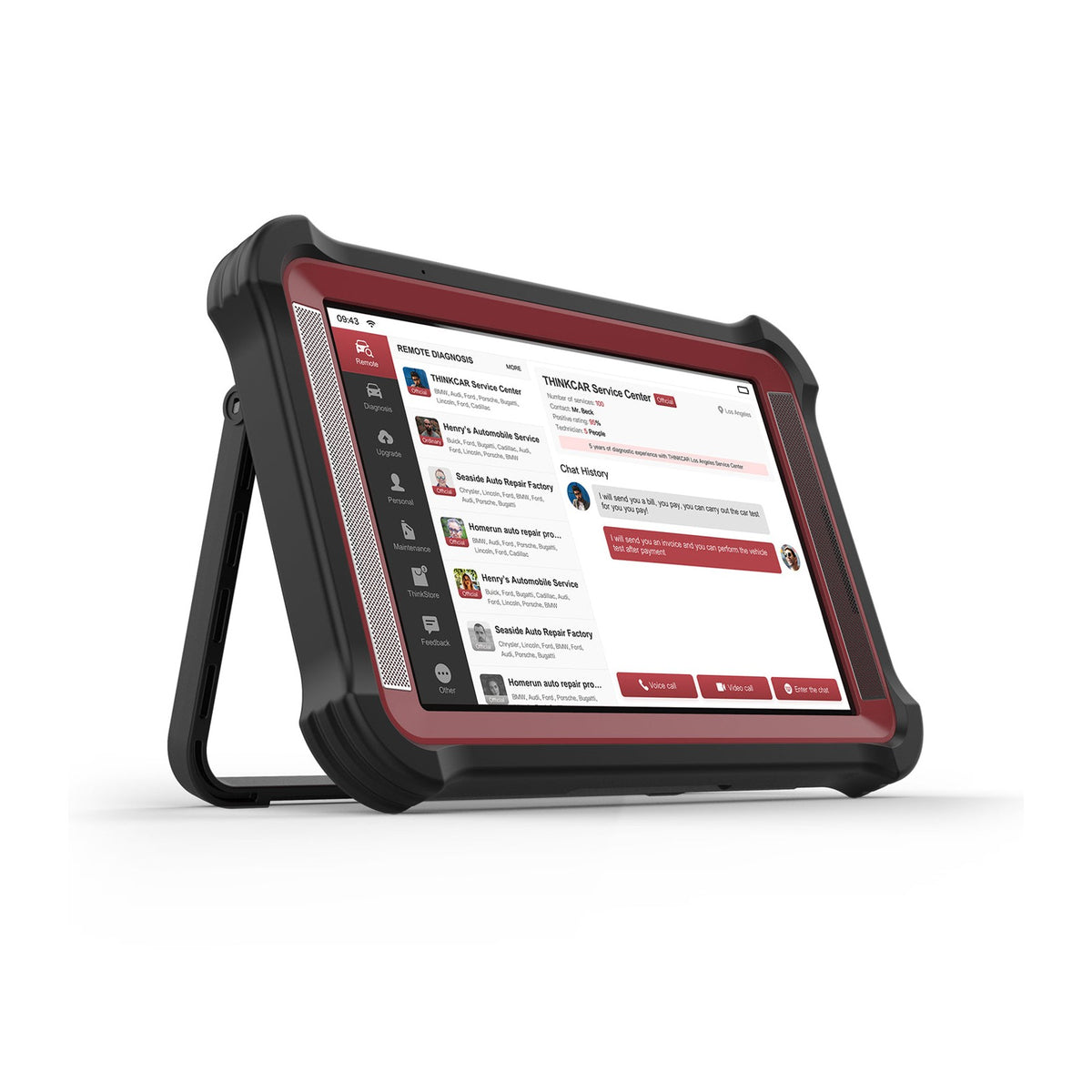 Thinkcar Thinktool Master X10S seitlich mit robustem Gummi-Eckschutz