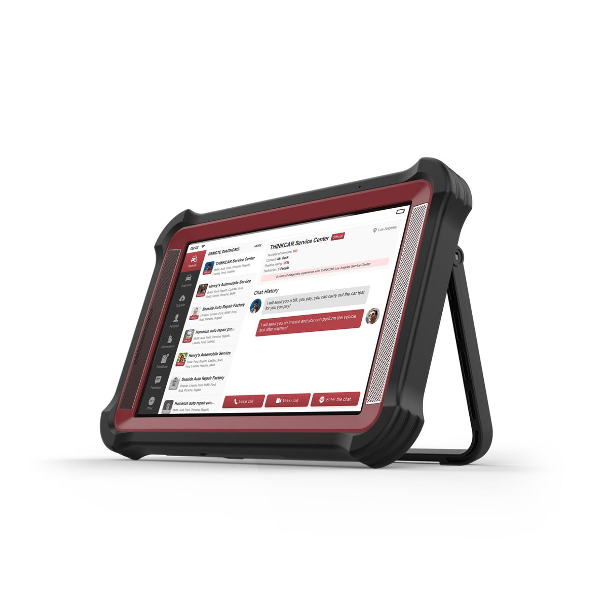 Thinkcar Thinktool Master X10S mit ausgeklapptem Standbügel, schräg von vorne