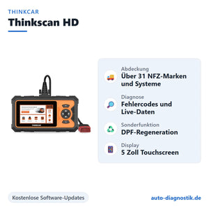 Thinkcar Thinkscan HD mit Übersicht der wichtigsten Funktionen