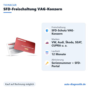 Thinkcar SFD-Freischaltung VAG-Konzern mit Übersicht der wichtigsten Leistungen