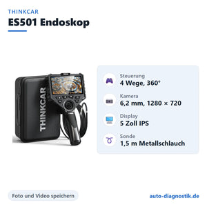 Thinkcar ES501 Endoskop mit Übersicht der wichtigsten technischen Daten