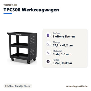 Thinkcar TPC300 Werkzeugwagen mit Übersicht der wichtigsten Eigenschaften