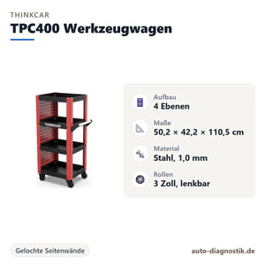 Thinkcar TPC400 Werkzeugwagen mit Übersicht der wichtigsten Eigenschaften